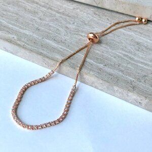 New ~ Anthropologie Shashi Rose Gold Diamond Tennis Bracelet